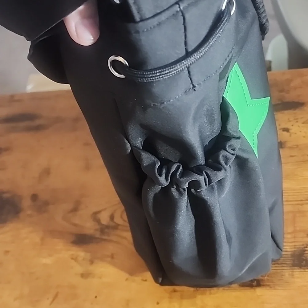 Stylish Black and Green Women's Bag With Stars Decor. New Spring/ Summer Plain